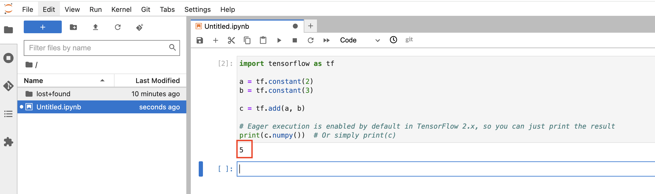 TensorFlow Notebook Success