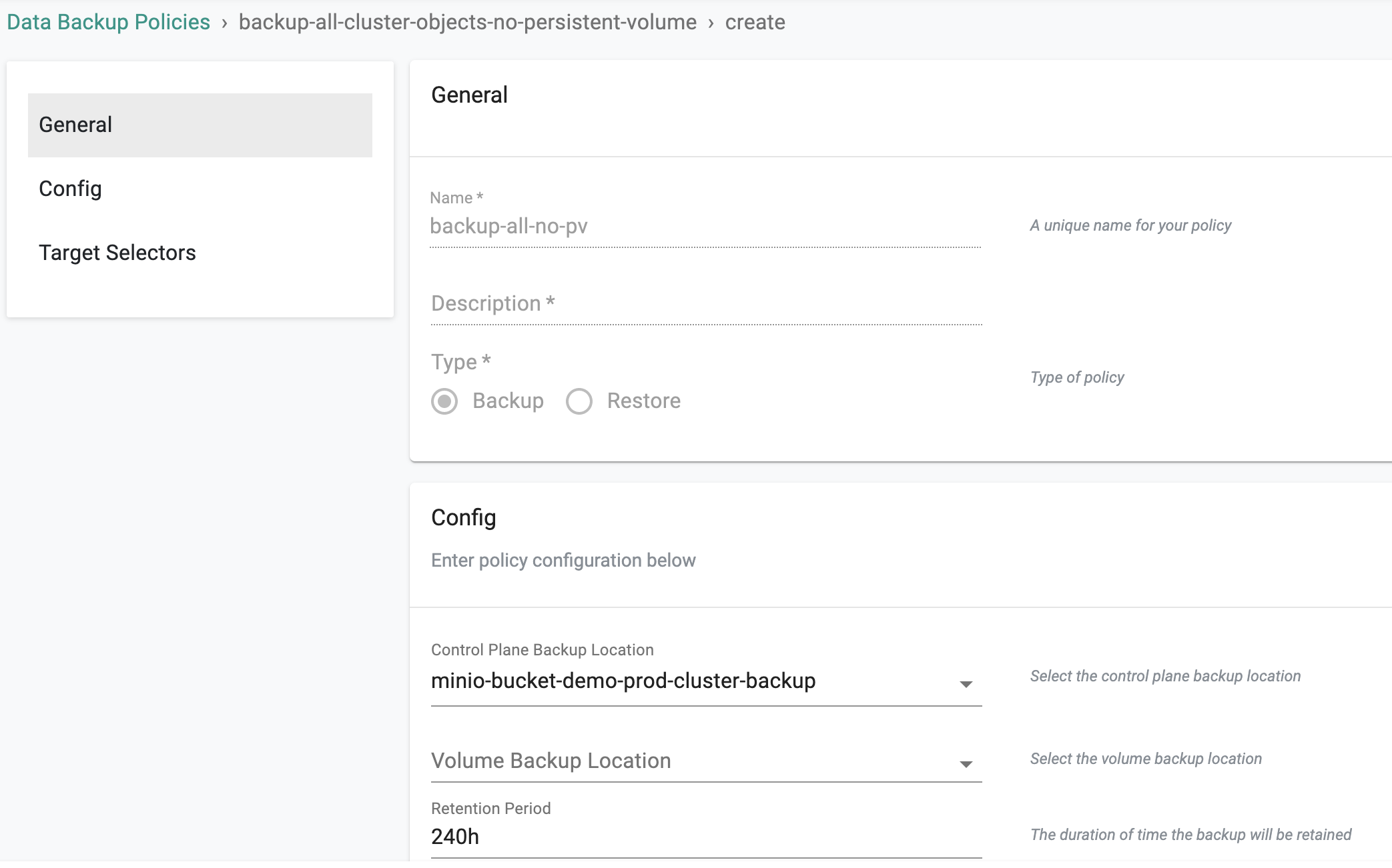 Configure Backup Policy