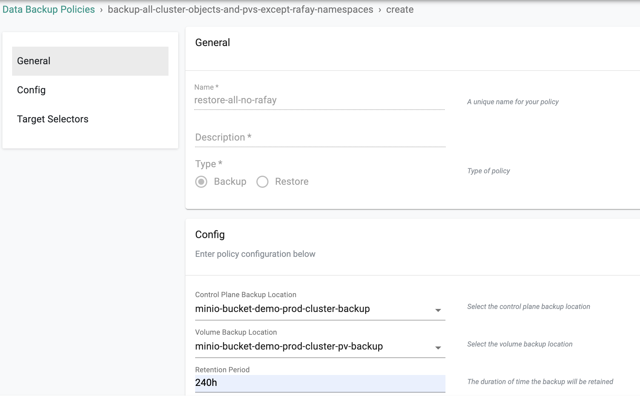 Configure Backup Policy