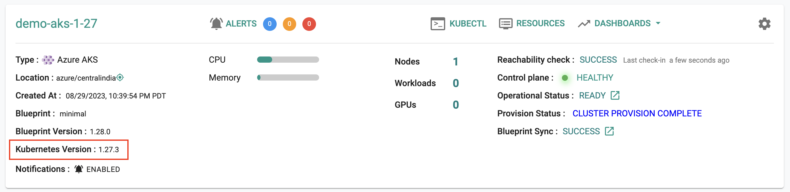 New AKS Cluster v1.27