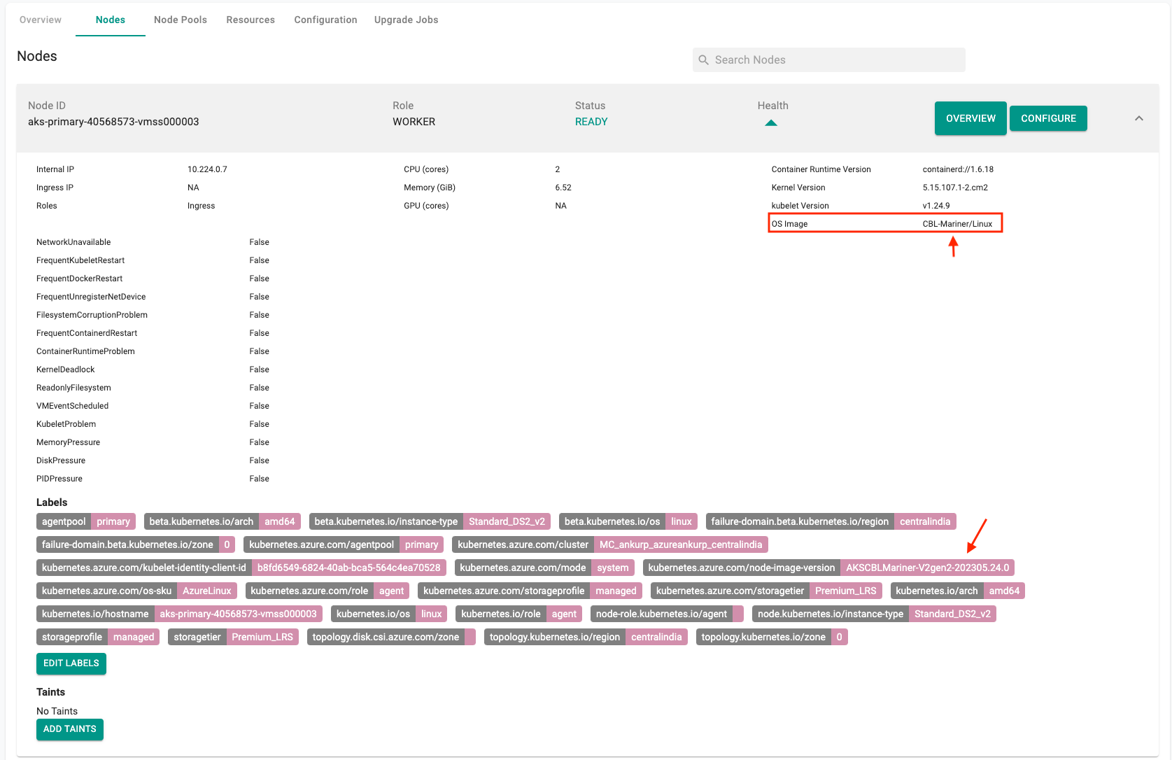 Node based on Azure Linux Container Host