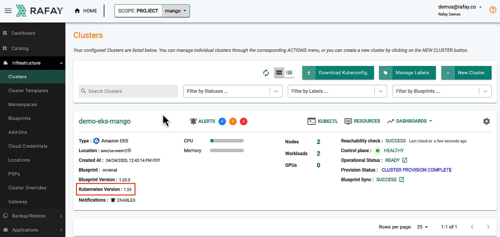 New EKS Cluster v1.25