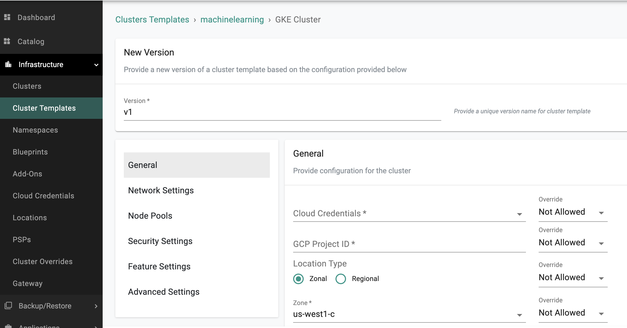 Cluster Templates for GKE