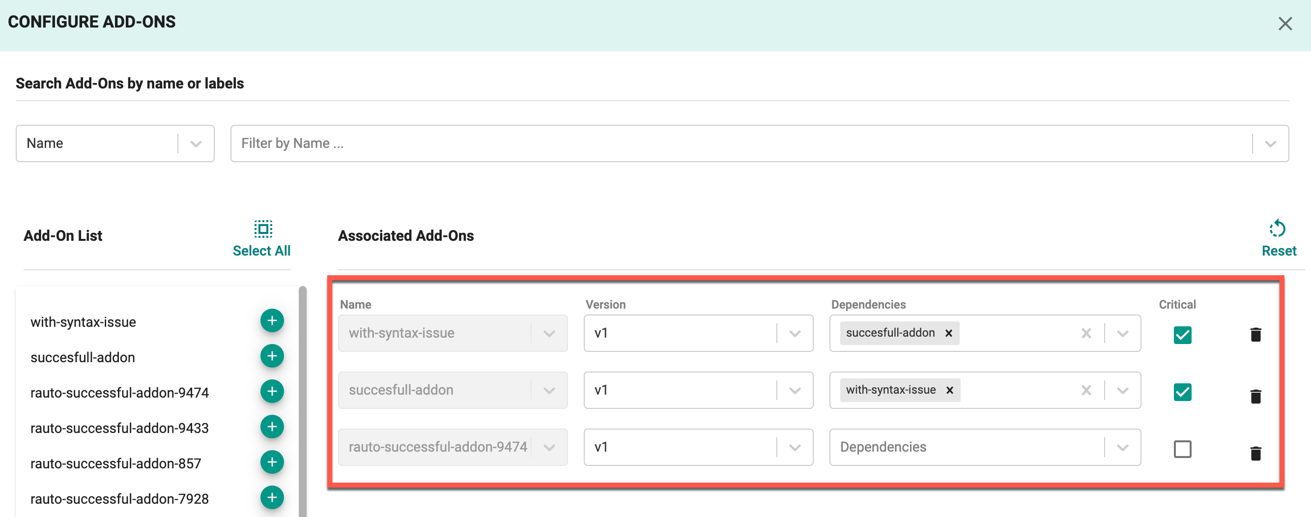 Configure add on custom blueprint