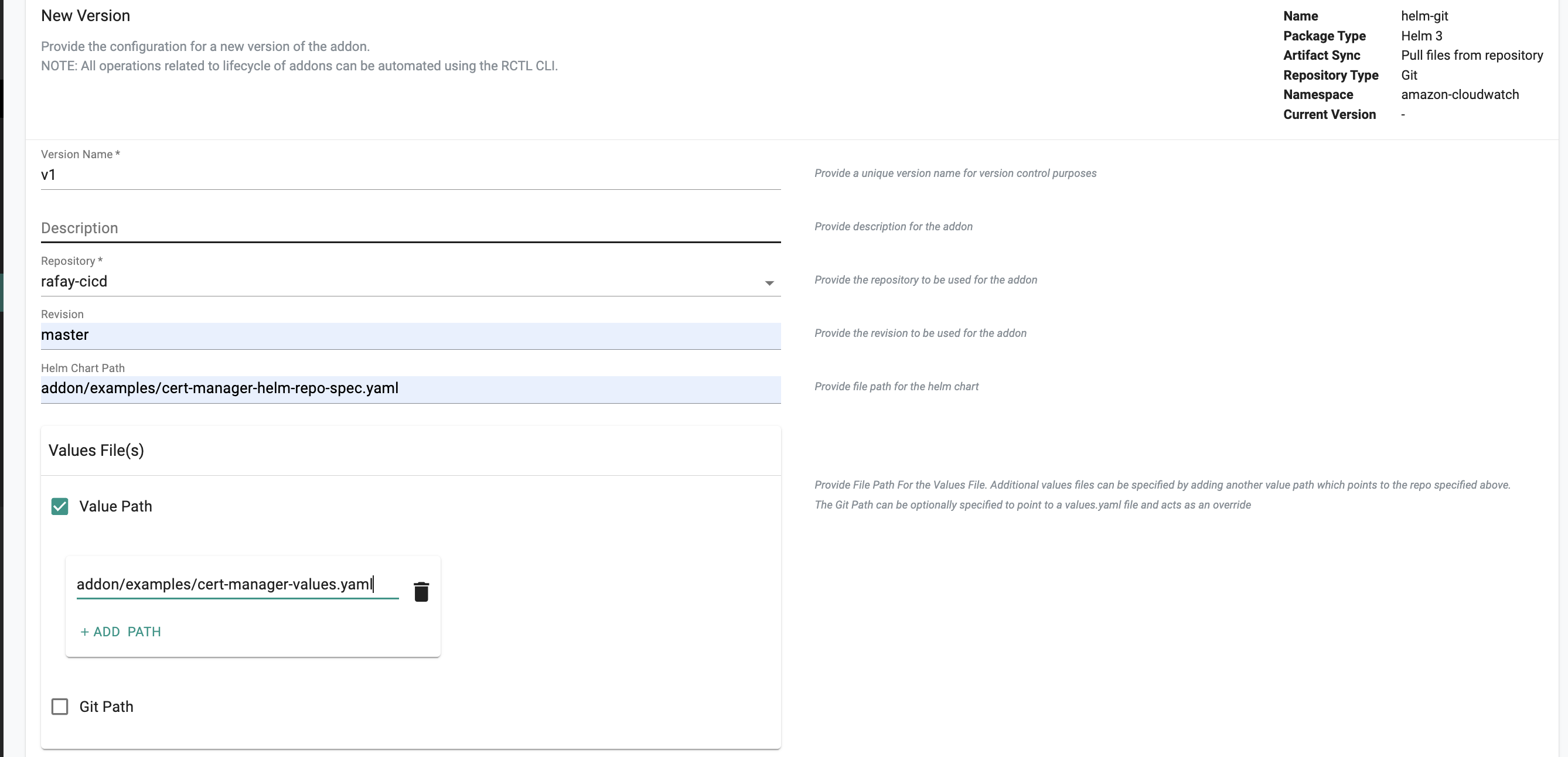 Helm Version Git Value Path