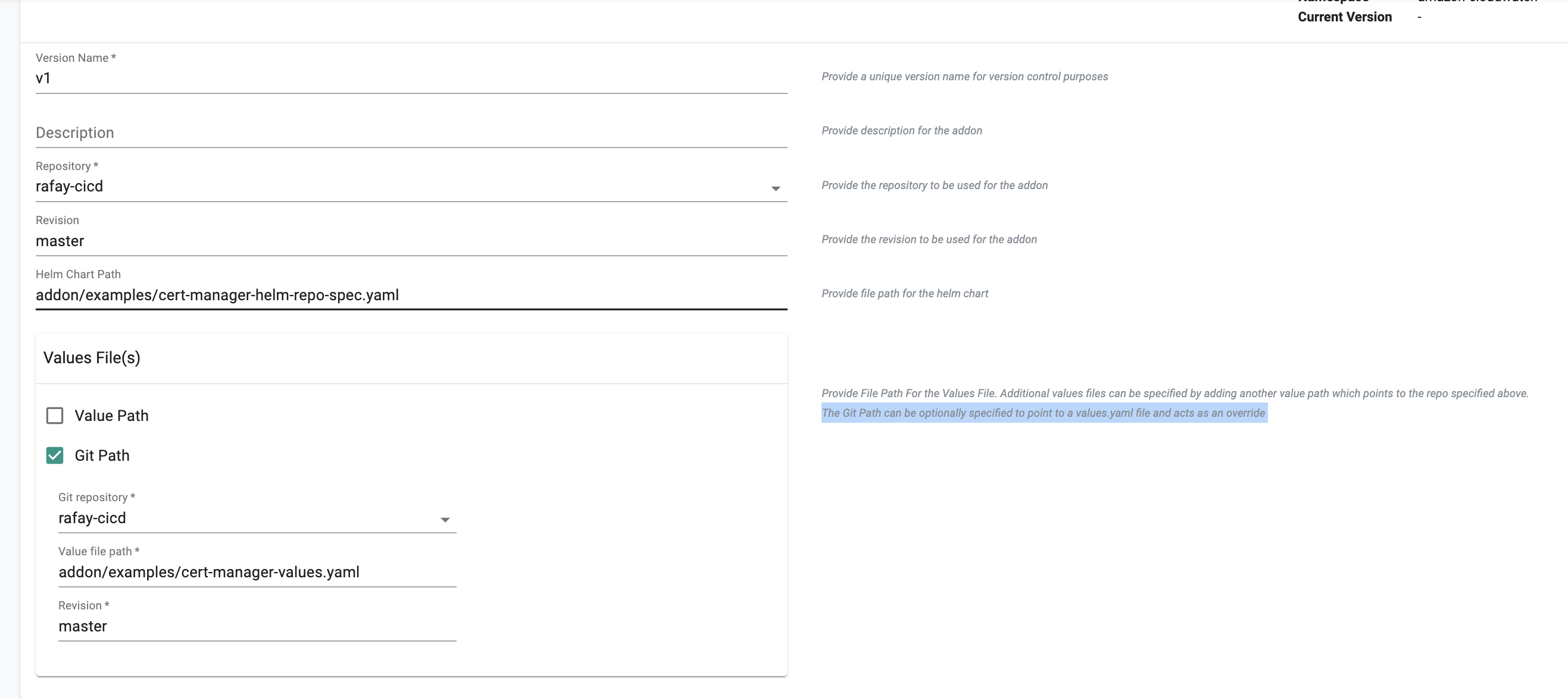 Helm Version Git Values Git