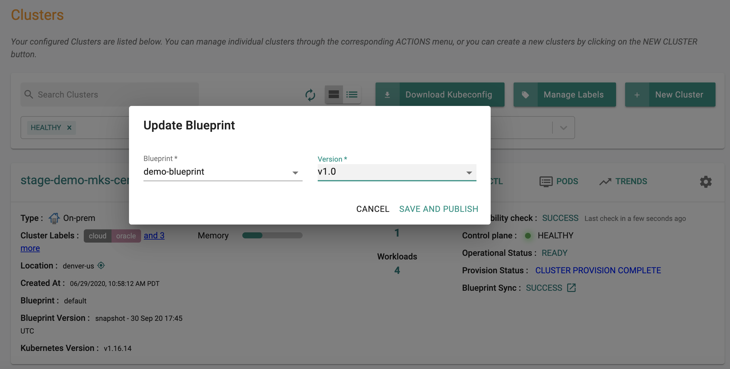 Blueprint for Existing Cluster