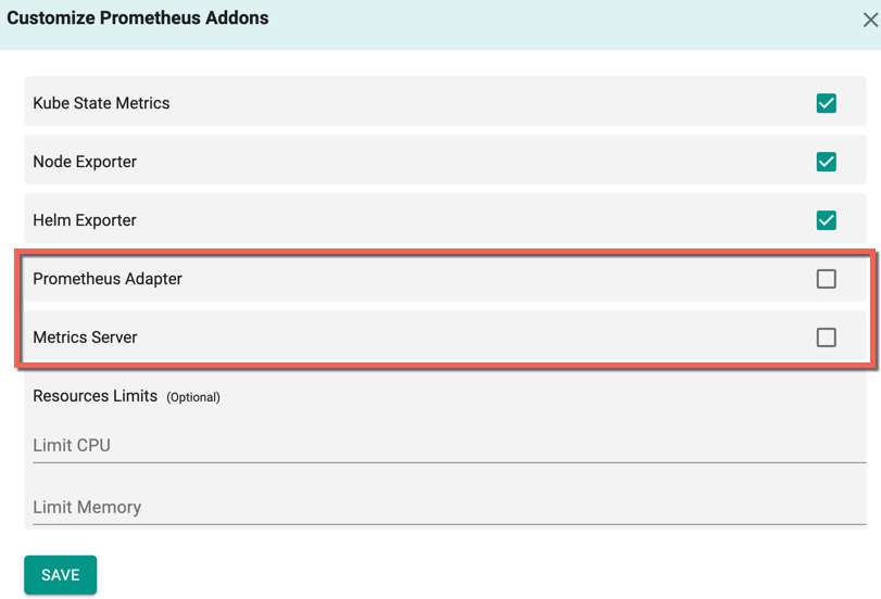 Disable Prometheus Metrics