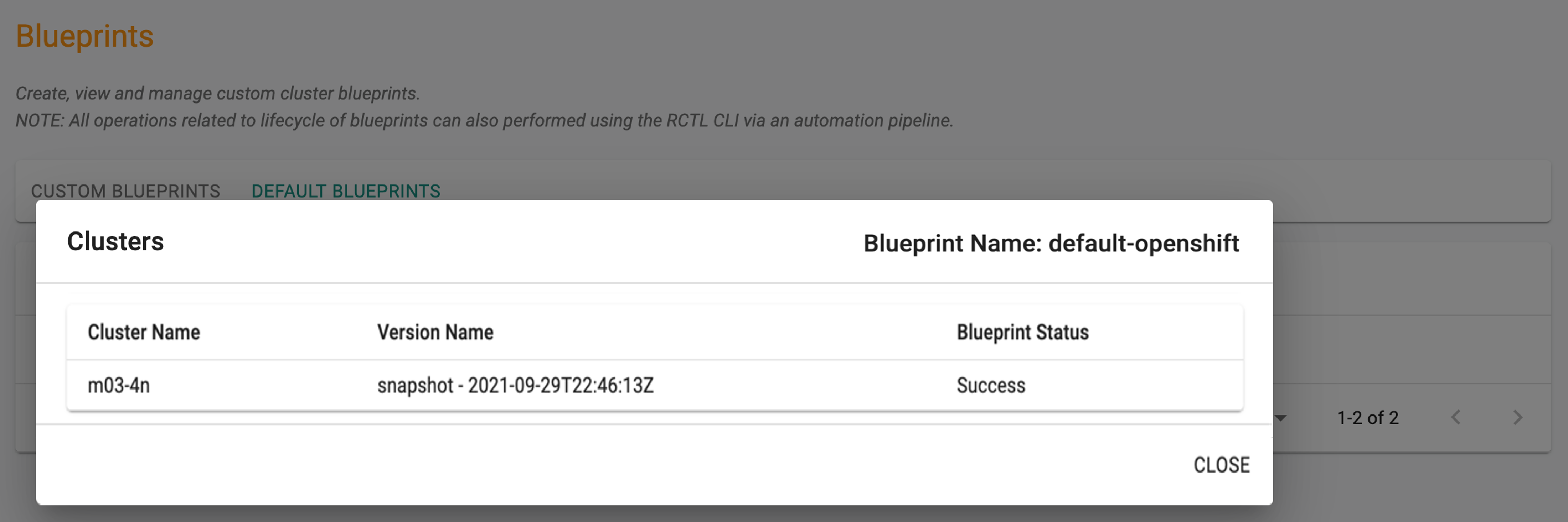 Clusters with Default Blueprint