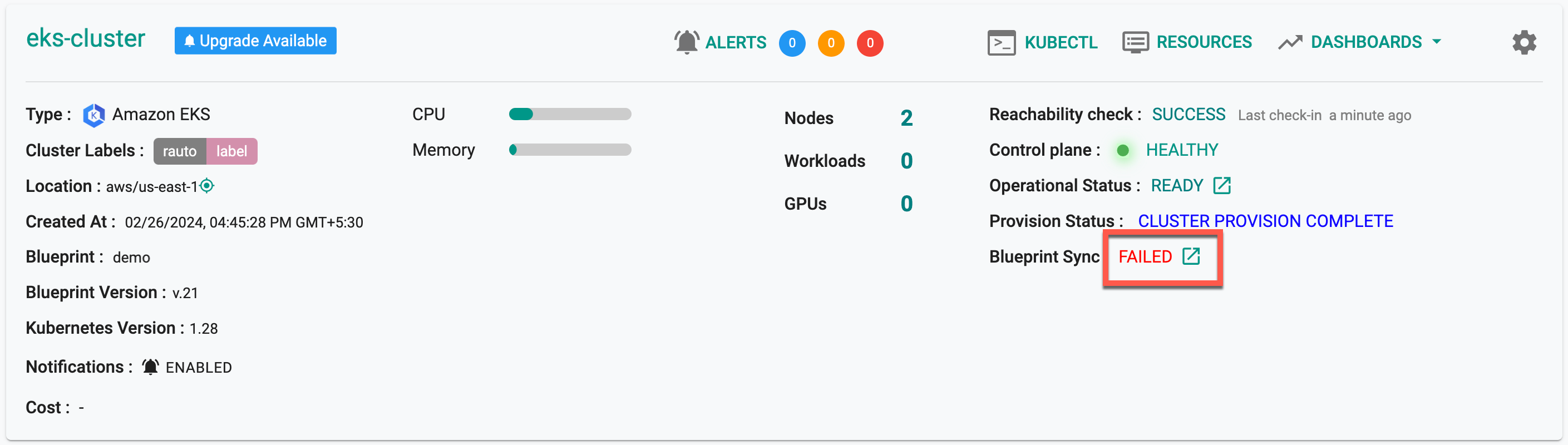 Provisioning Failure