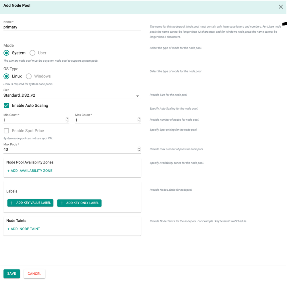 Primary Node Pool