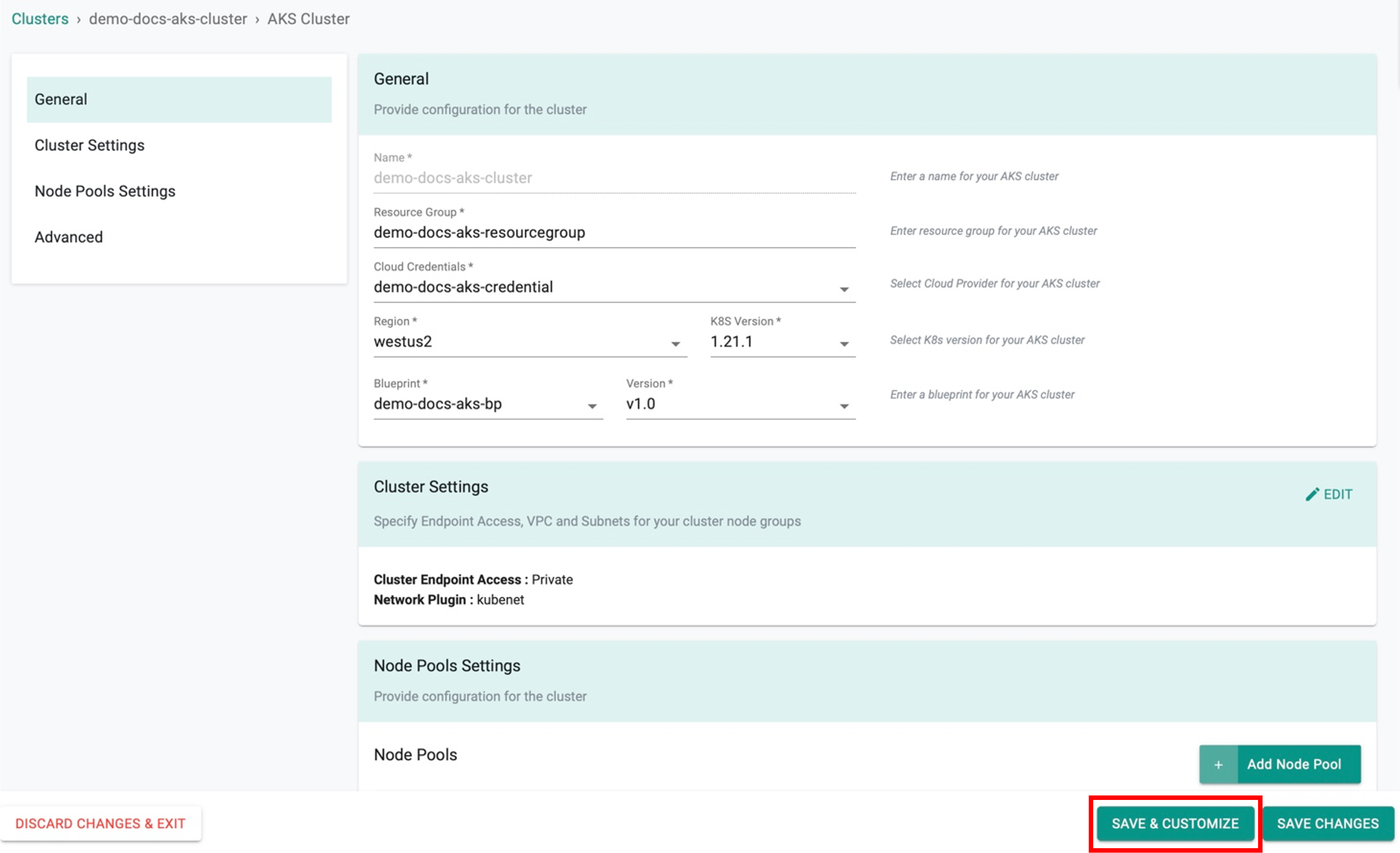 Customize Cluster