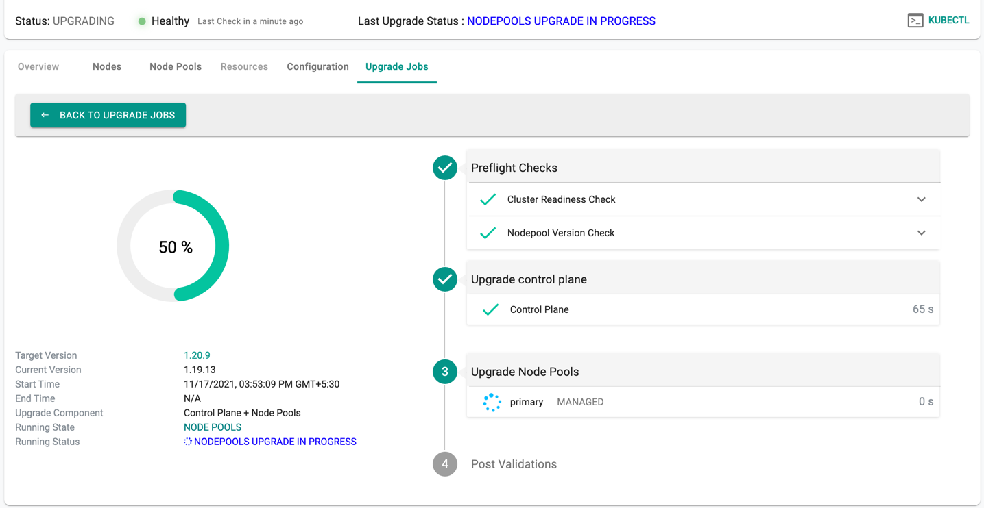 Upgraded Node pool