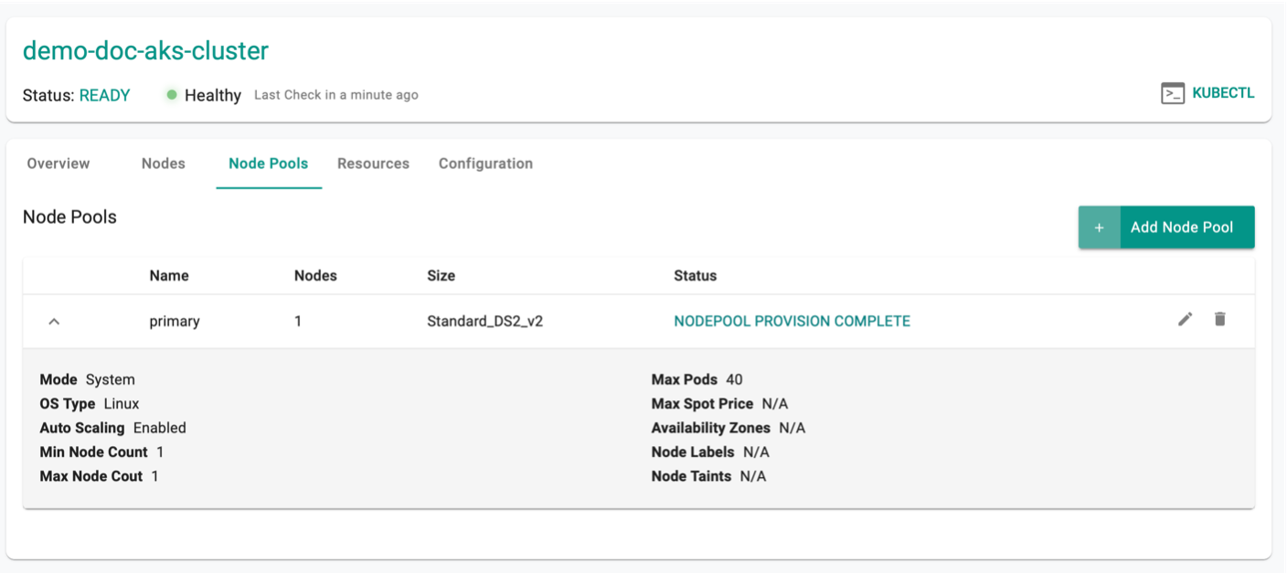 Node Pools Details