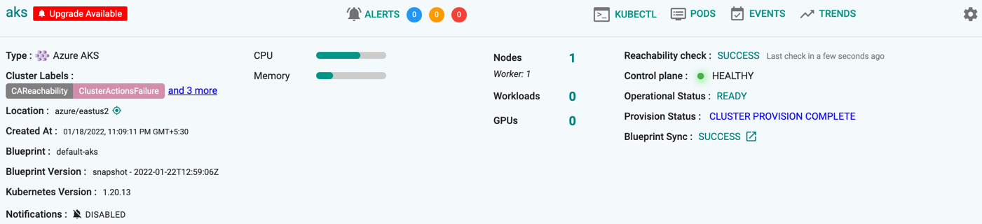 AKS Cluster Card