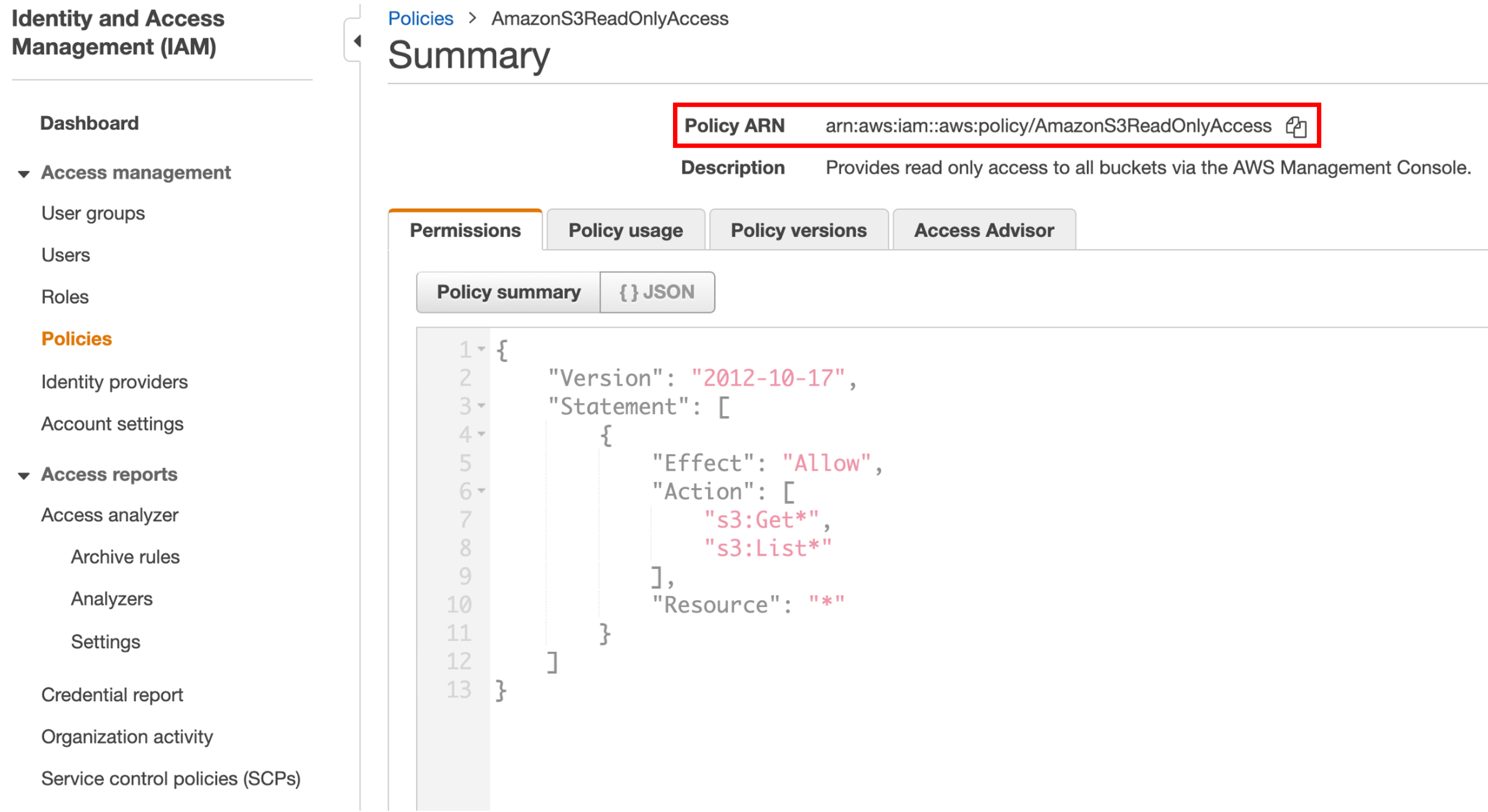 AWS IAM Policy ARN