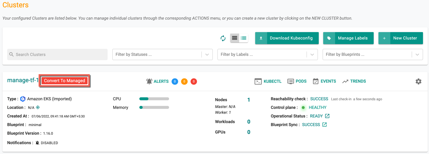 Import Cluster