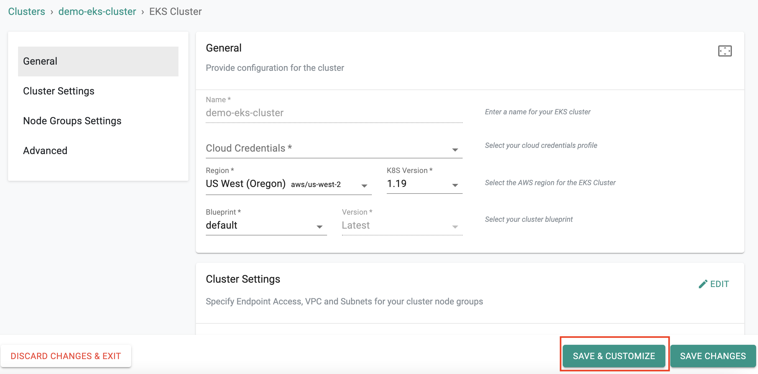 Customize Cluster