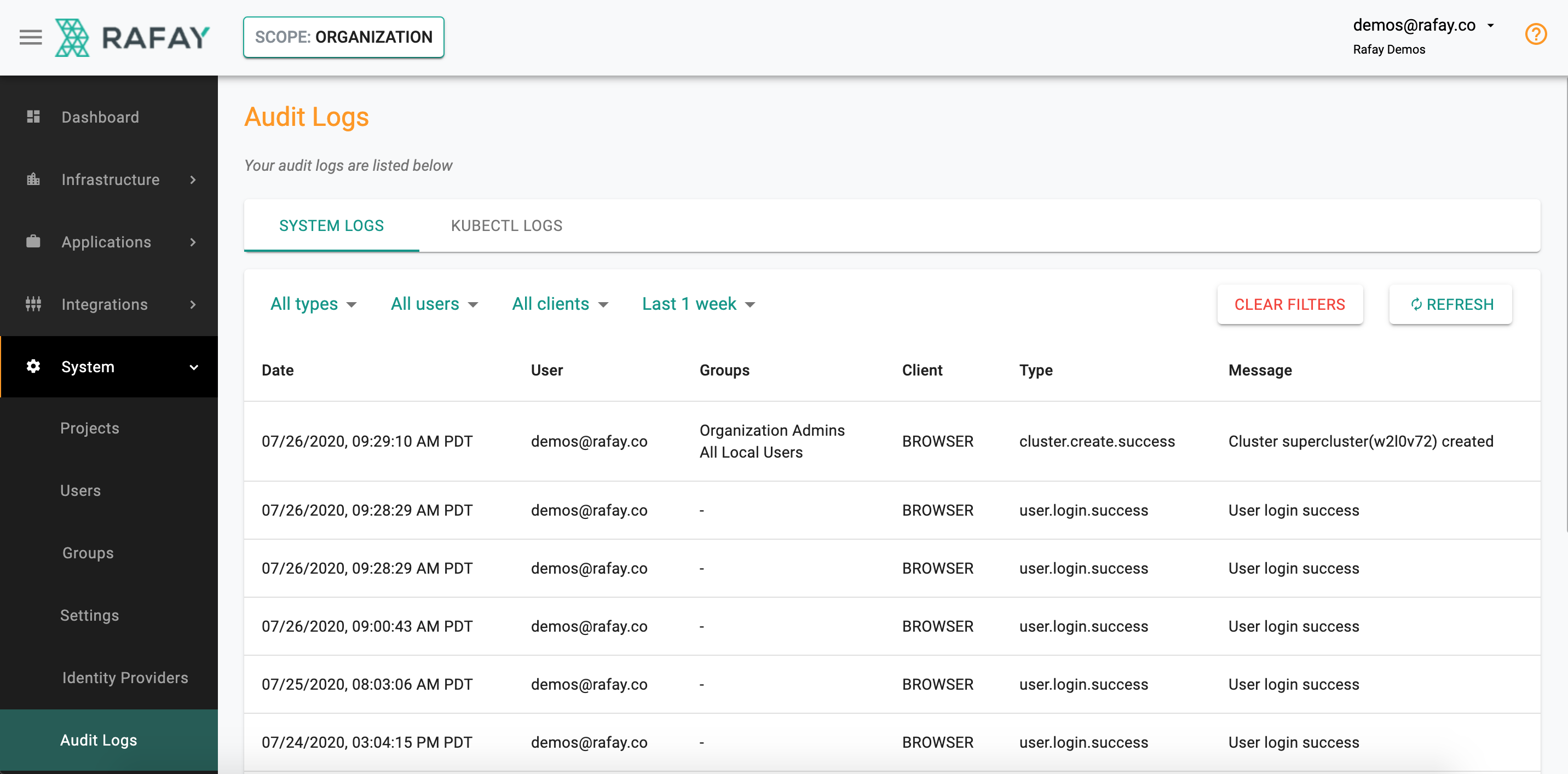 Audit Trail Nodegroup Actions