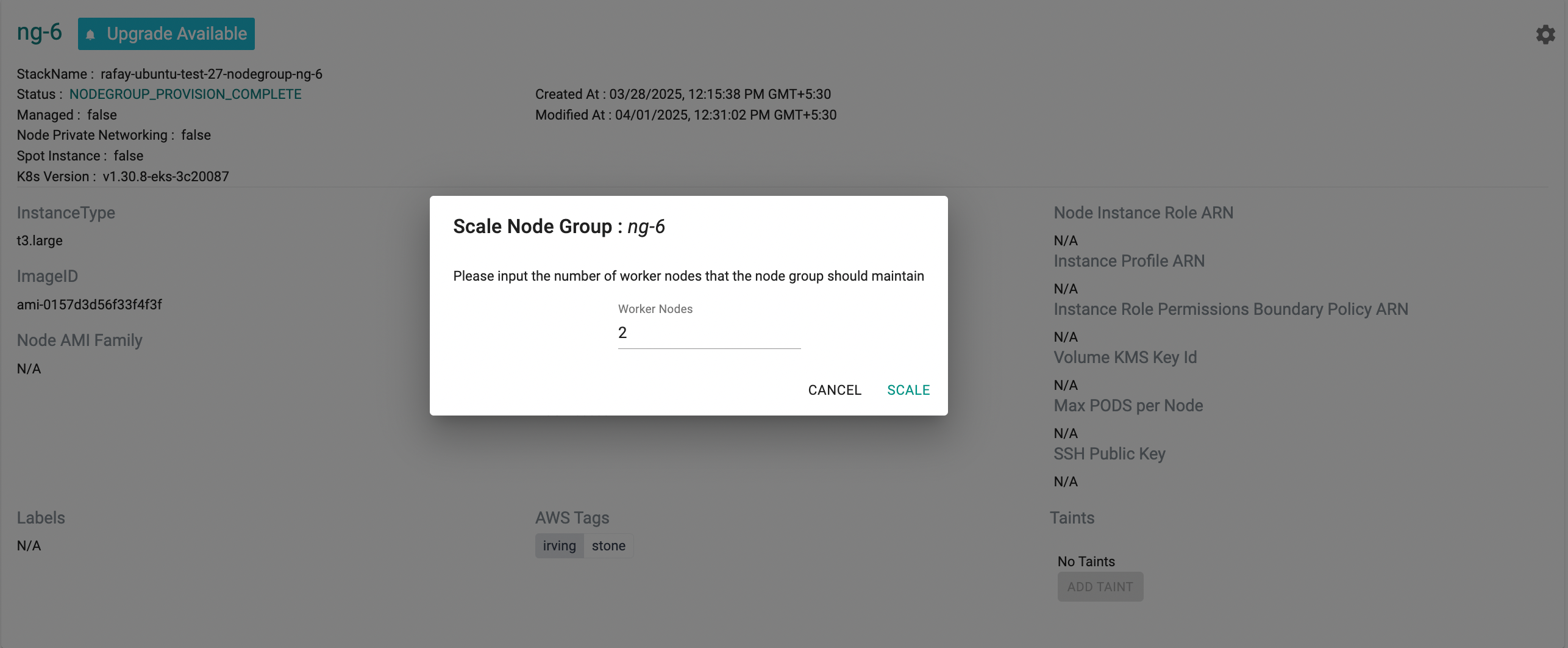 Scale Down Node Group