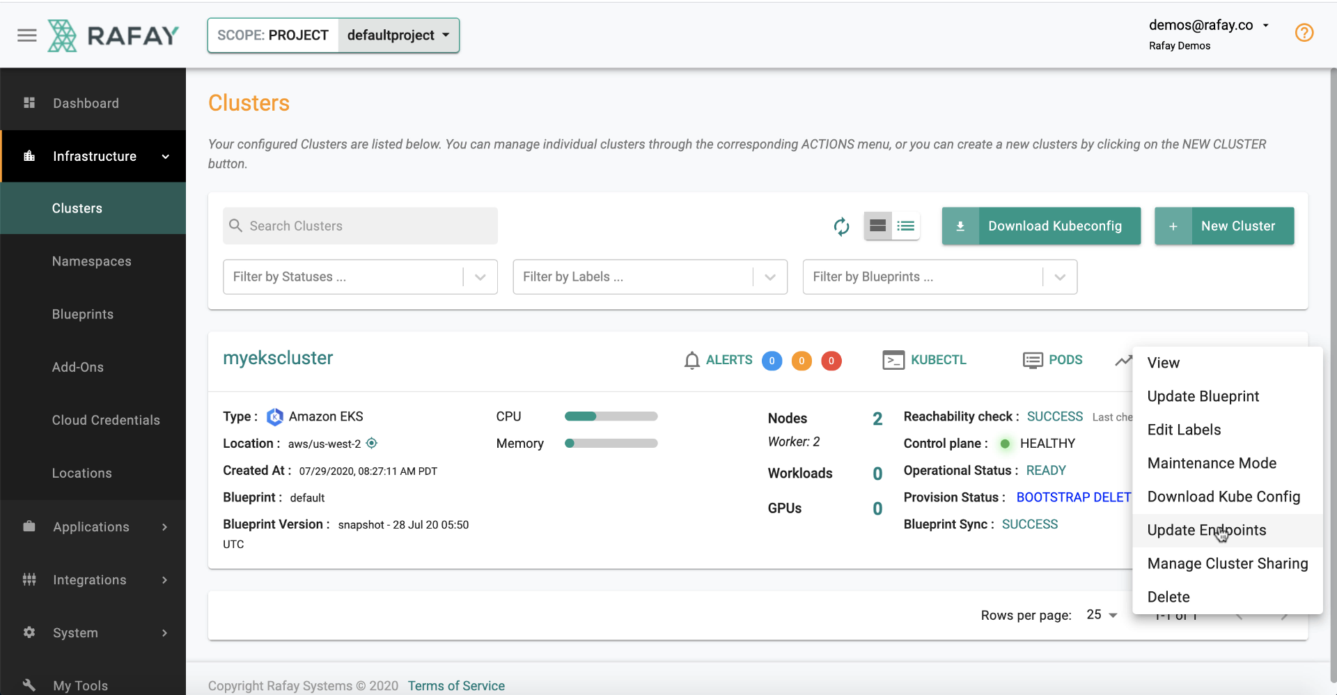 Endpoint Update Menu