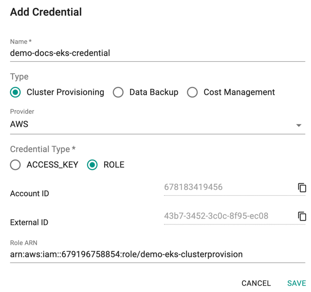 Create Cloud Credential