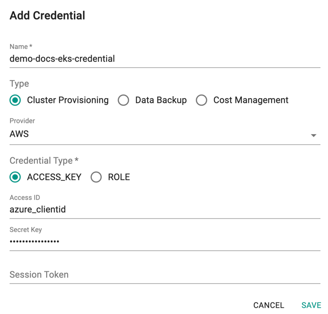 View Cloud Credential