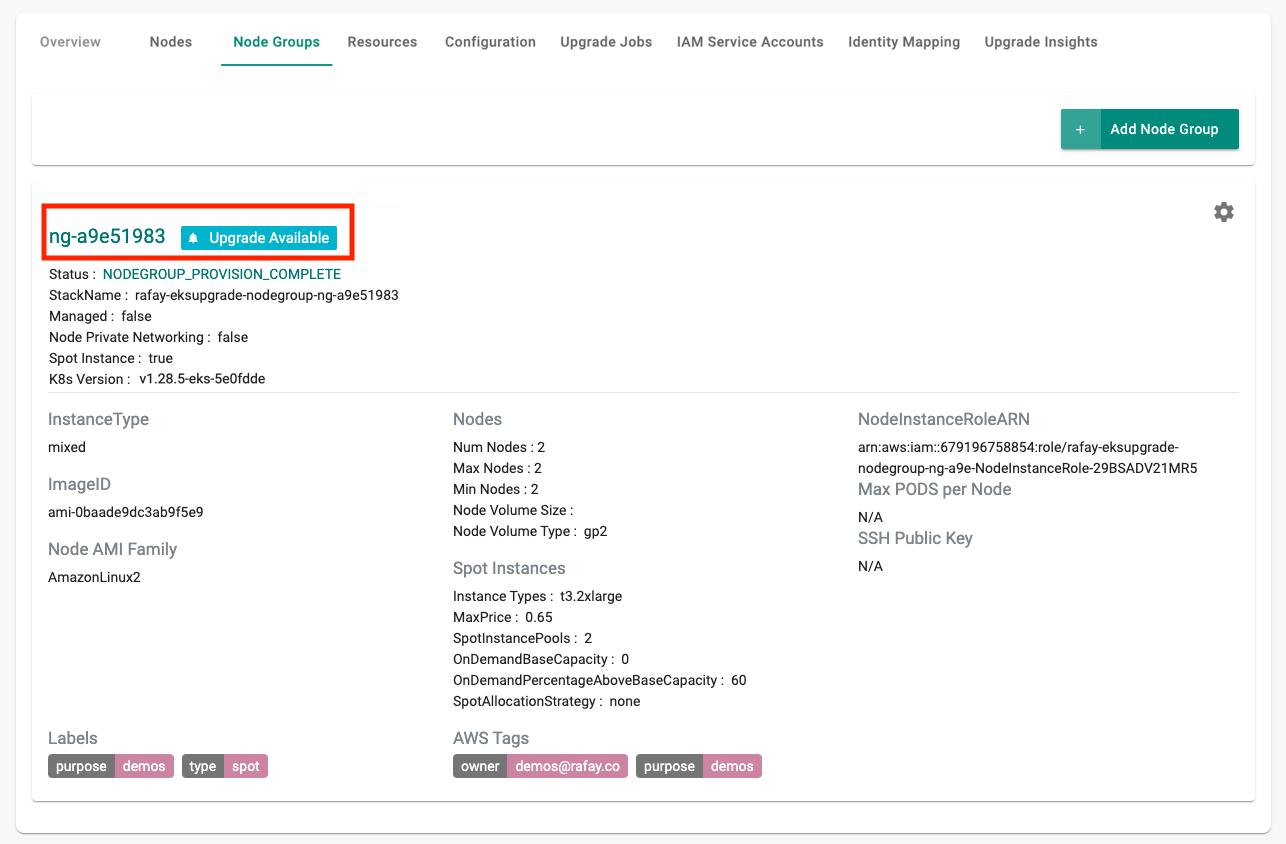 Node Group Upgrade