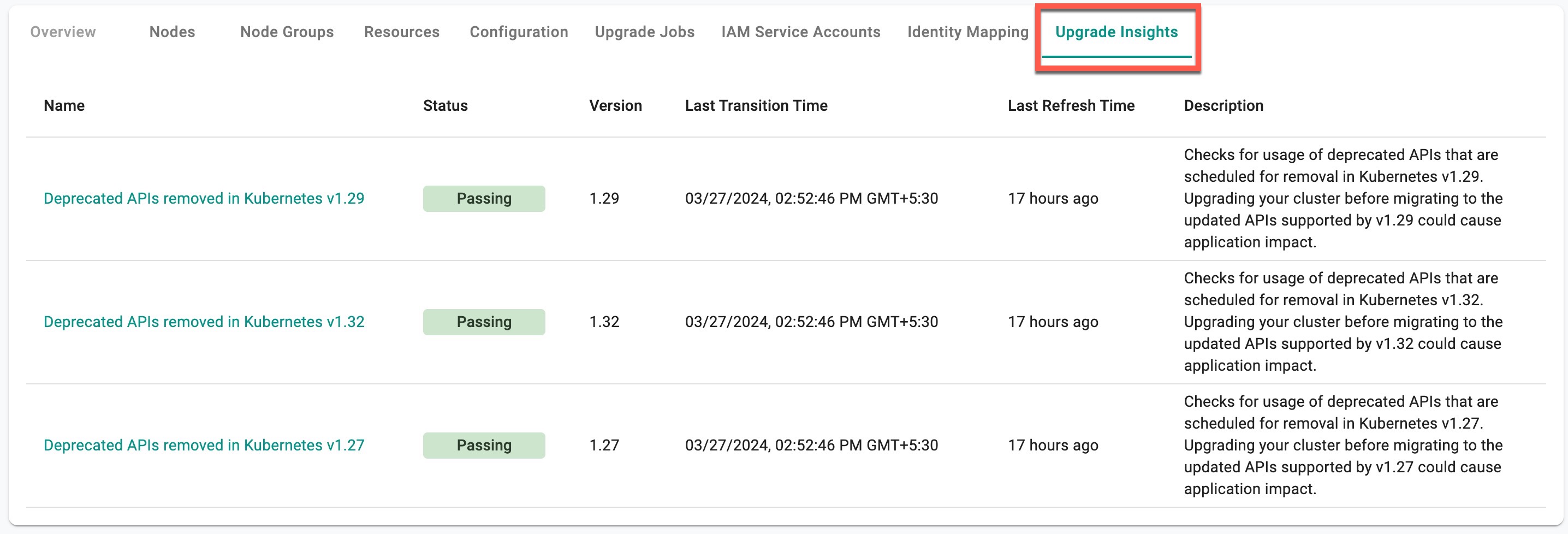 Upgrade History Detail