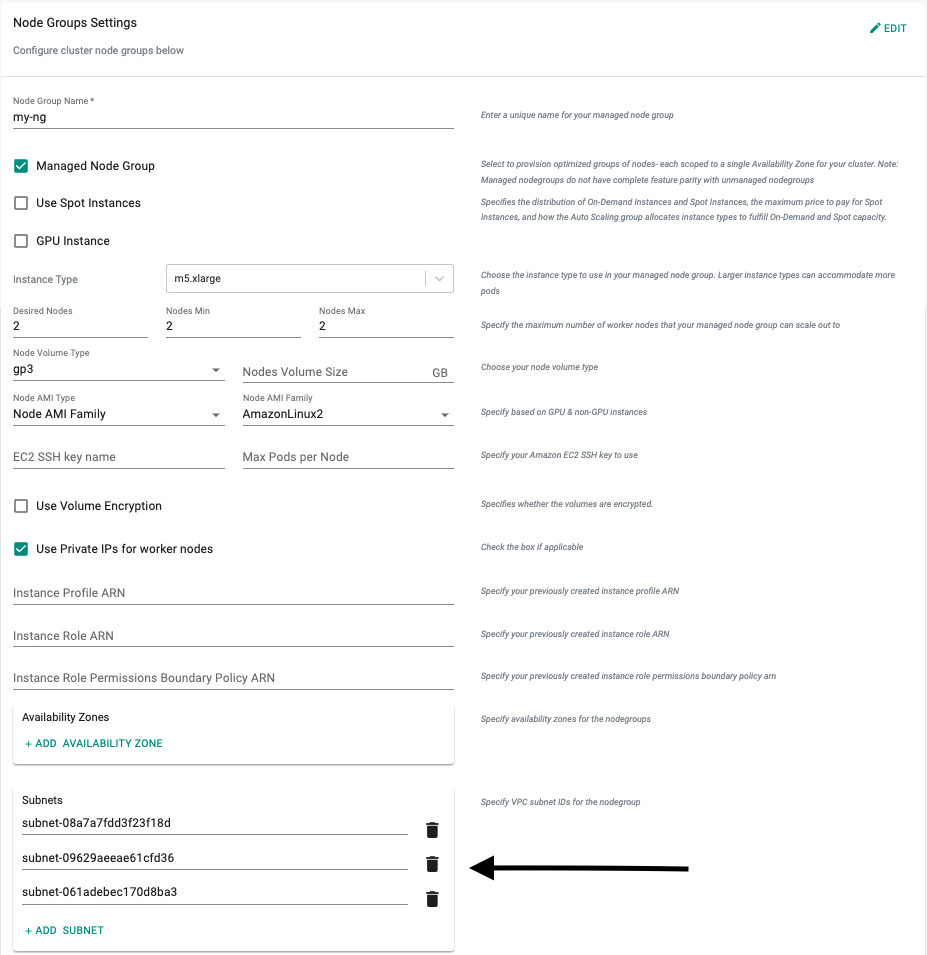 Node Group Configuration VPC