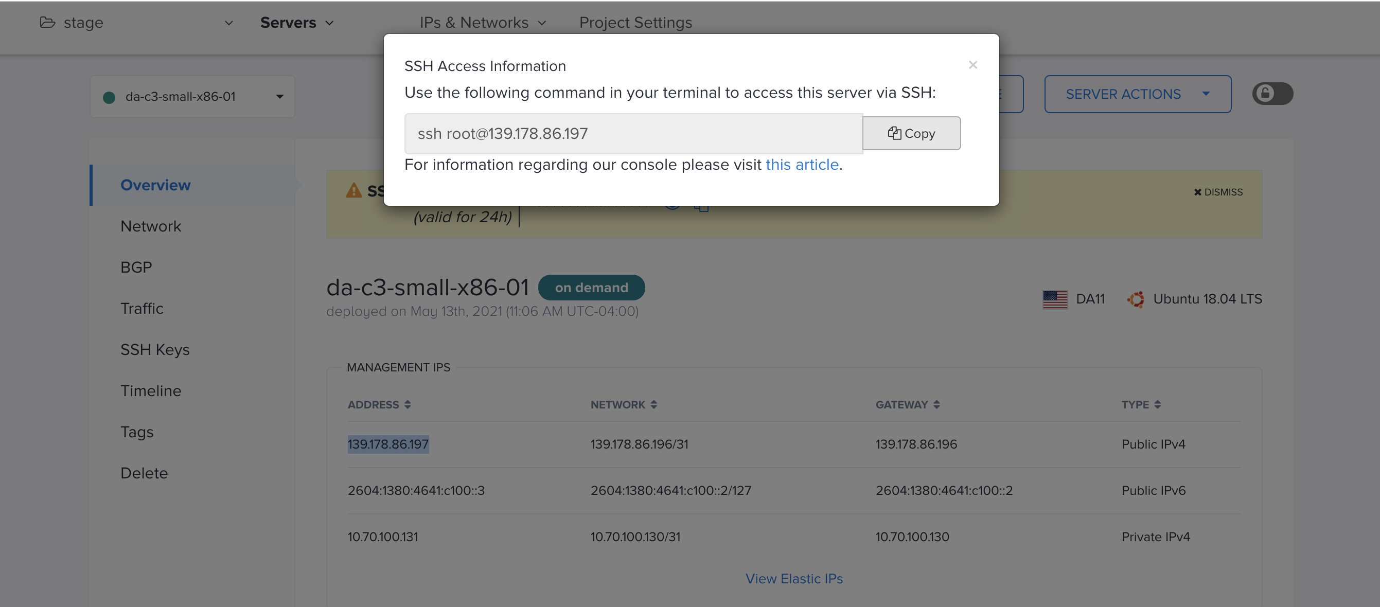 SSH to Server