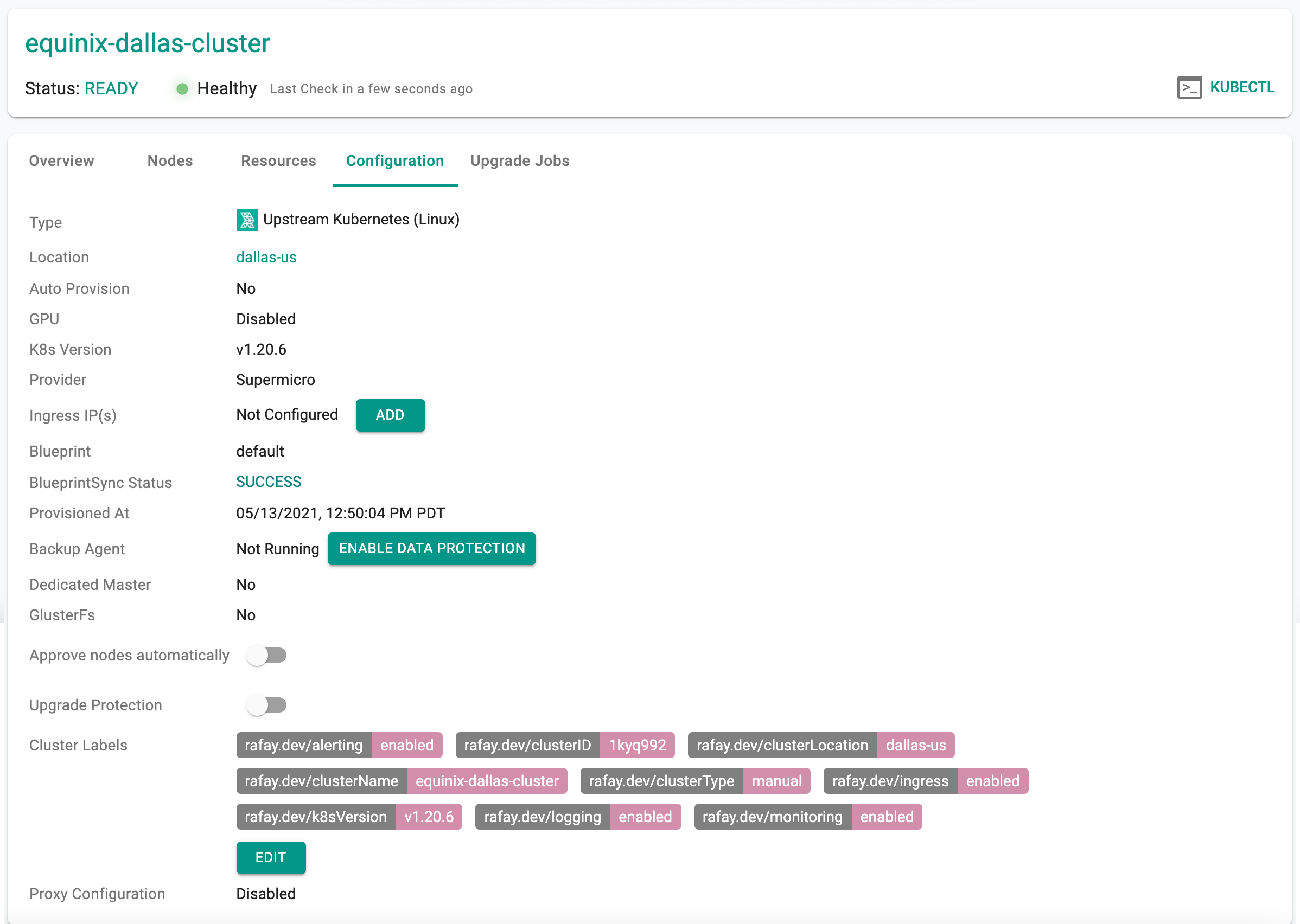 Provisioned Cluster Config