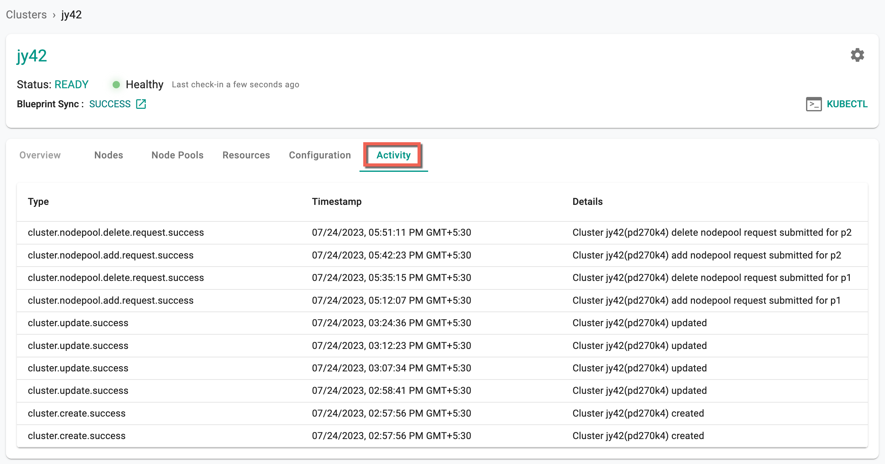 Select Upgrade Cluster