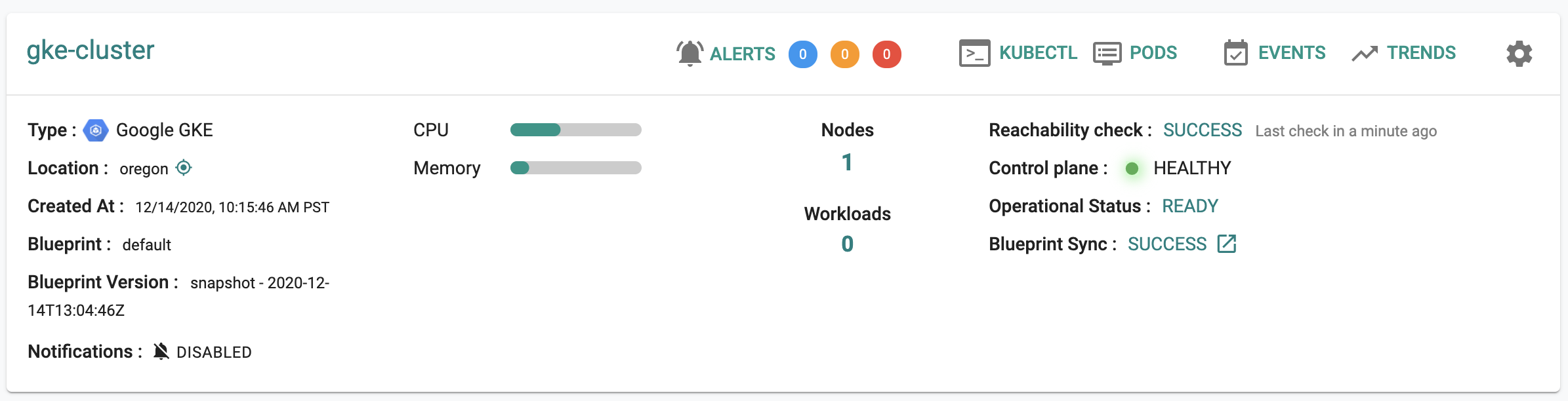 Successfully provisioned GKE cluster