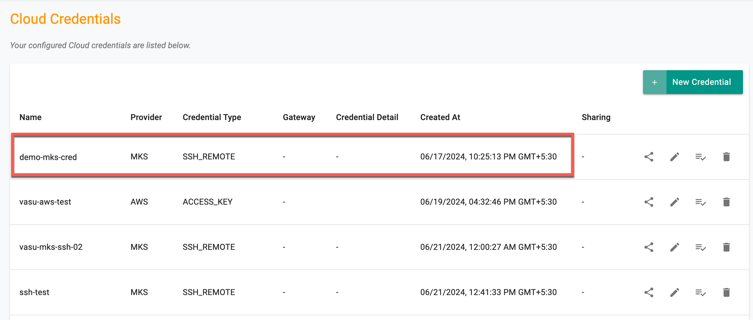 Create Cloud Credential