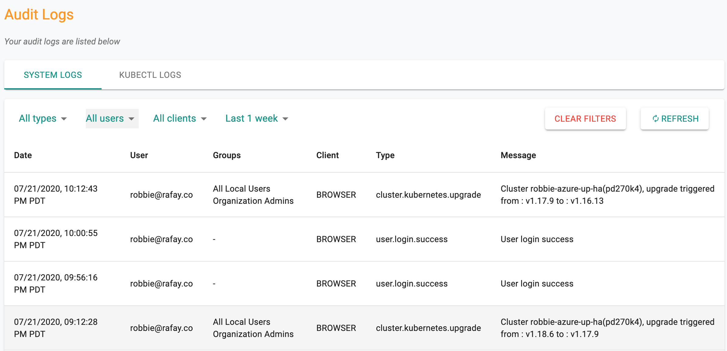 Upgrade Audit Trail