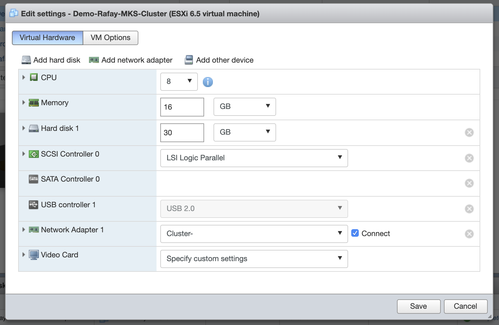 Change VM Settings