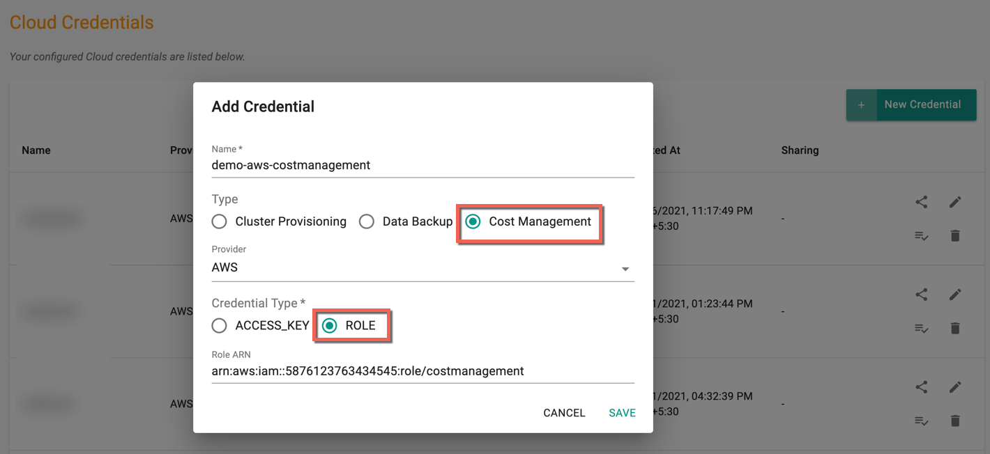 Create Cloud Credential