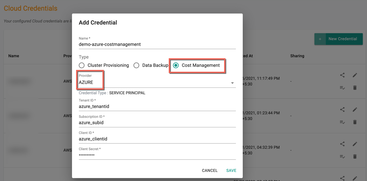 Create Cloud Credential