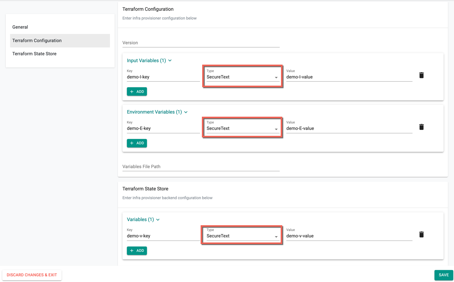 Secret Value of Infra Provisioner