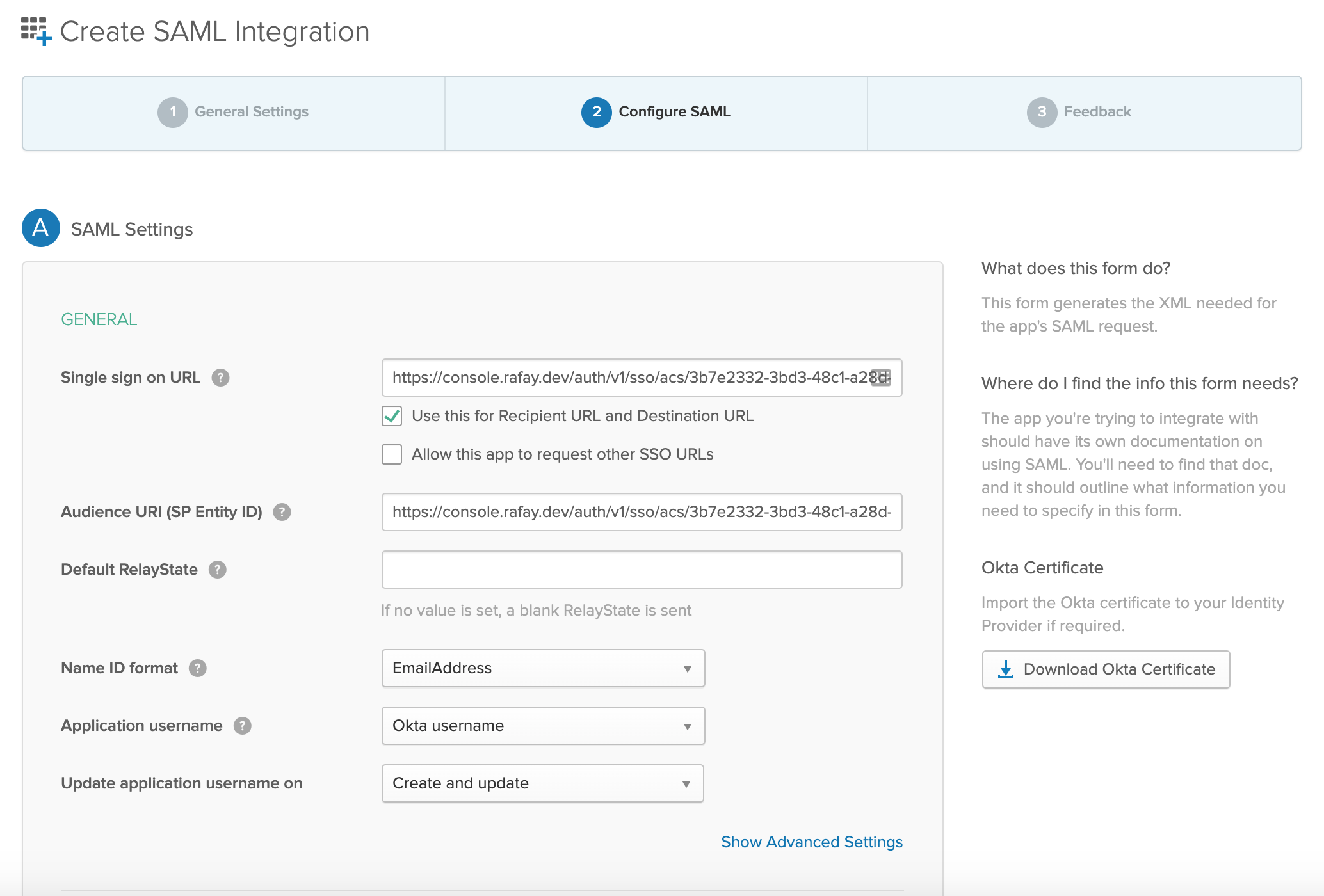 Configure SAML