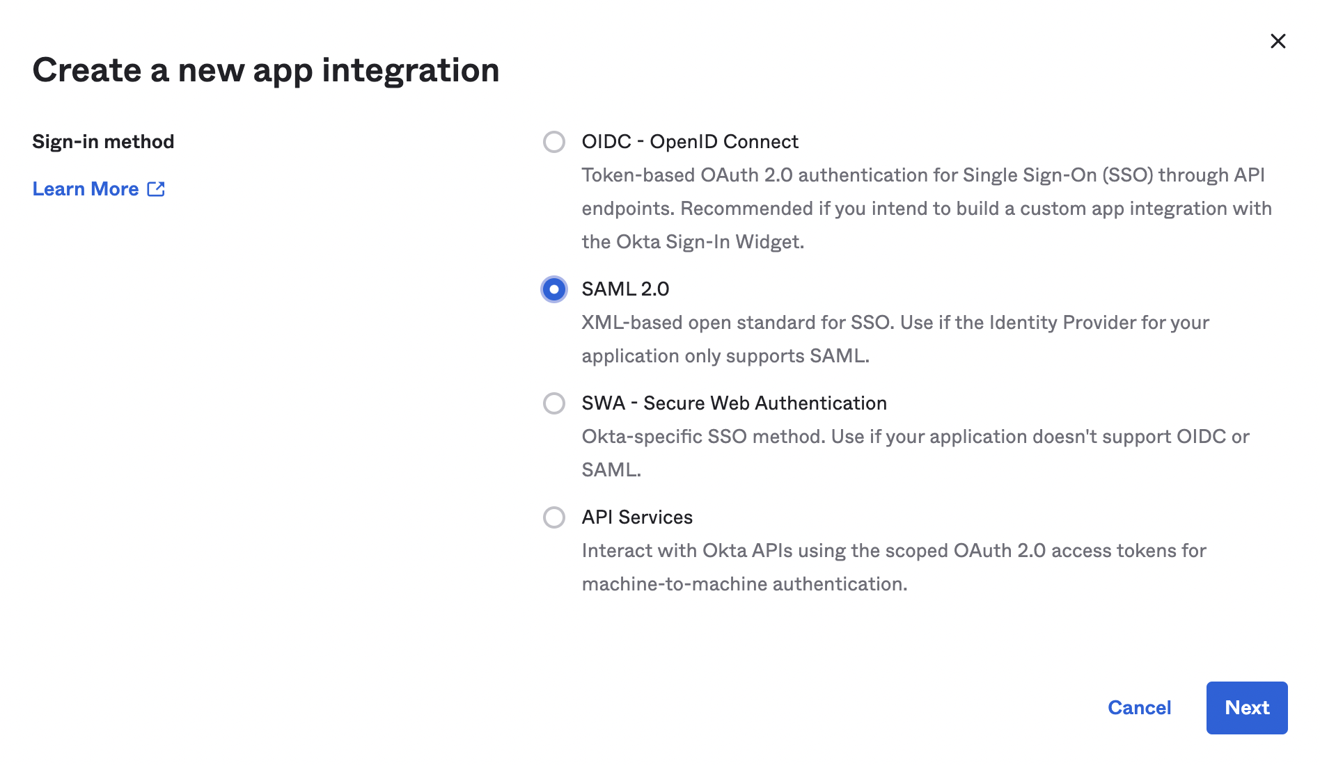 Create App Integration