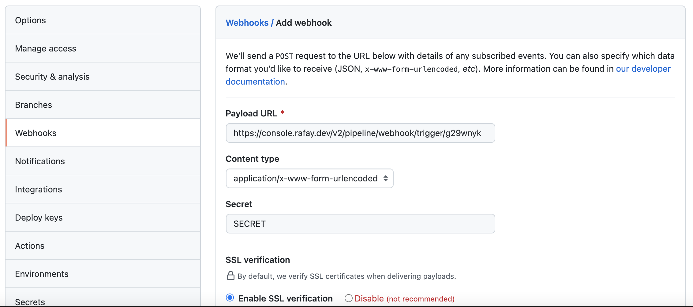 Webhook in GitHub