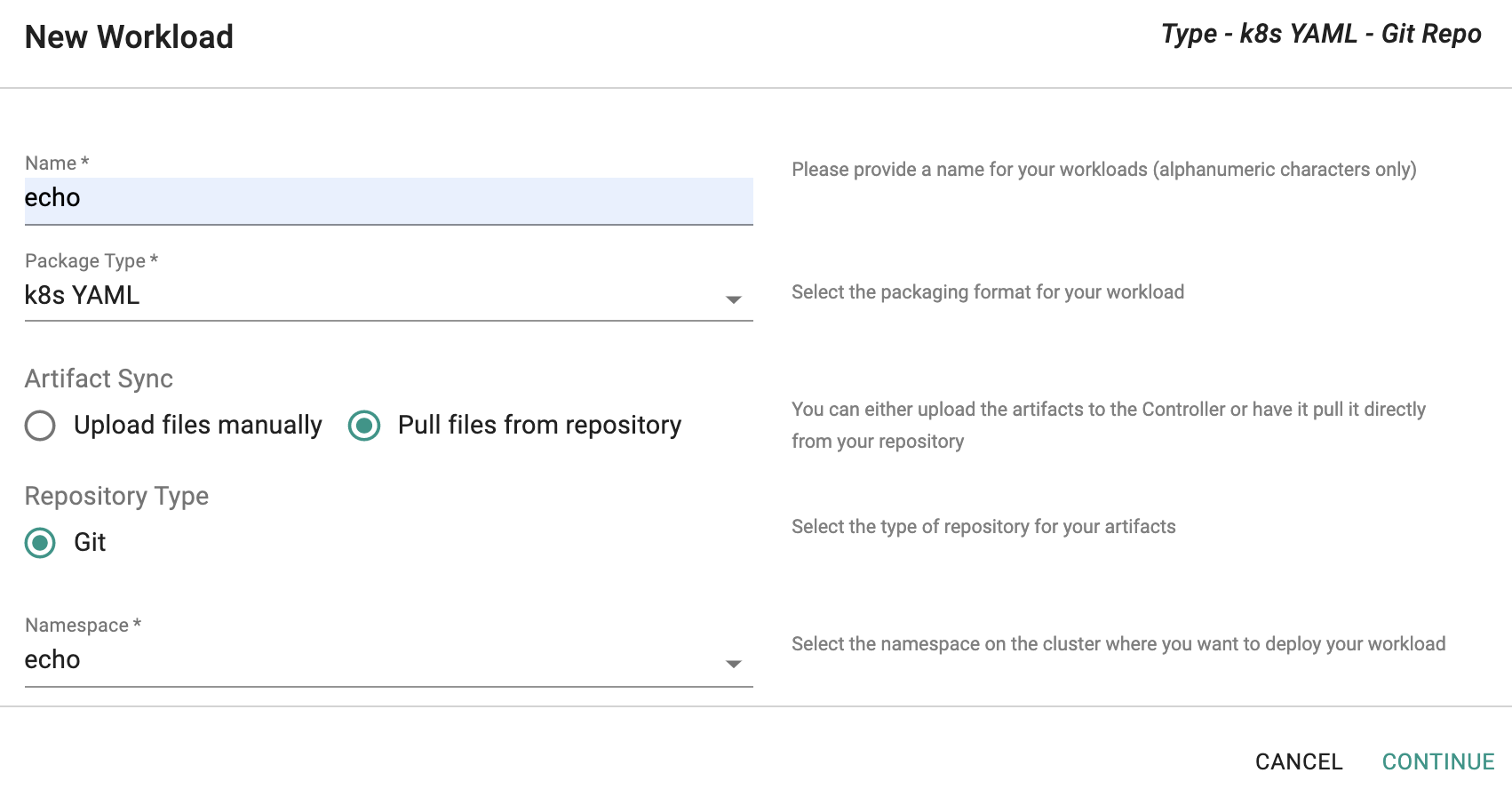 Create Workload