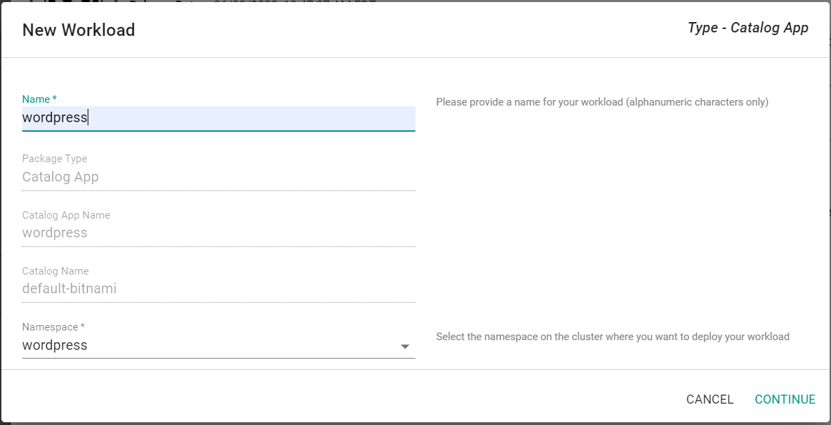 Create Workload