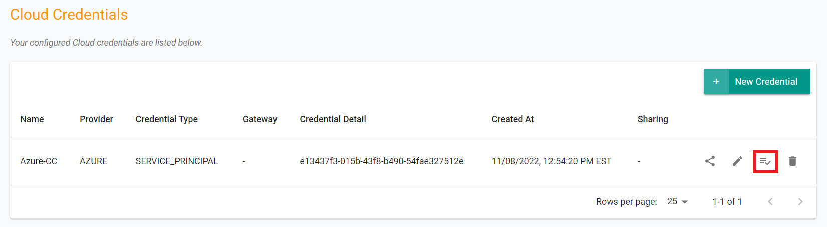 Validate Cloud Credential