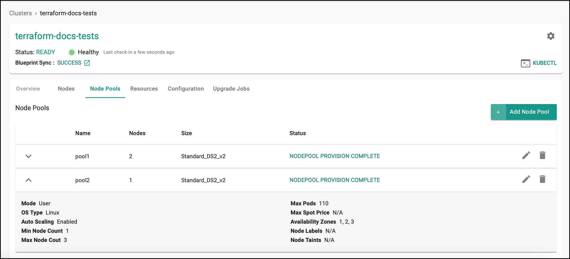 View New Node Pool