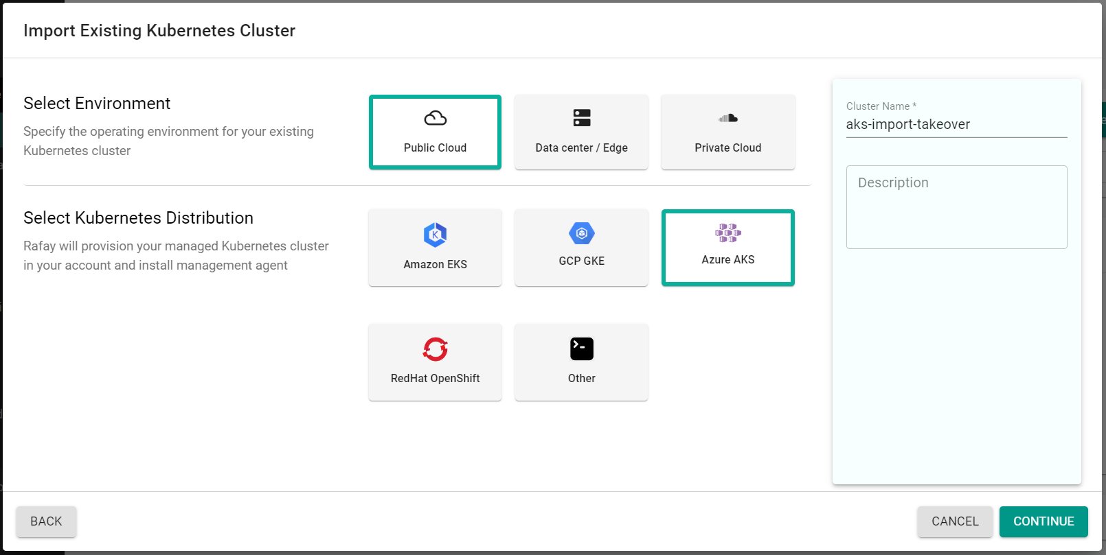 Import Cluster