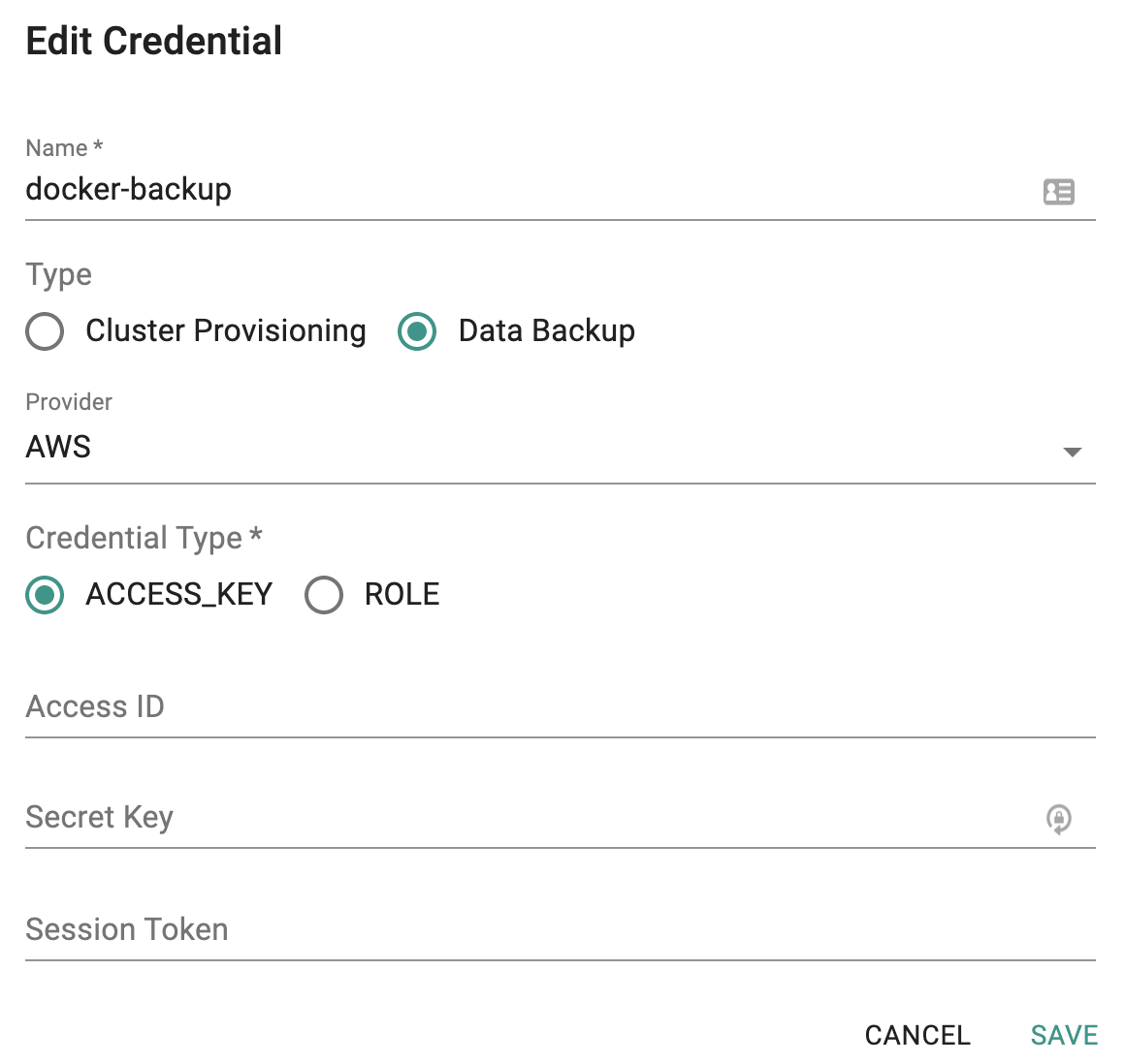 Backup Cloud Credentials