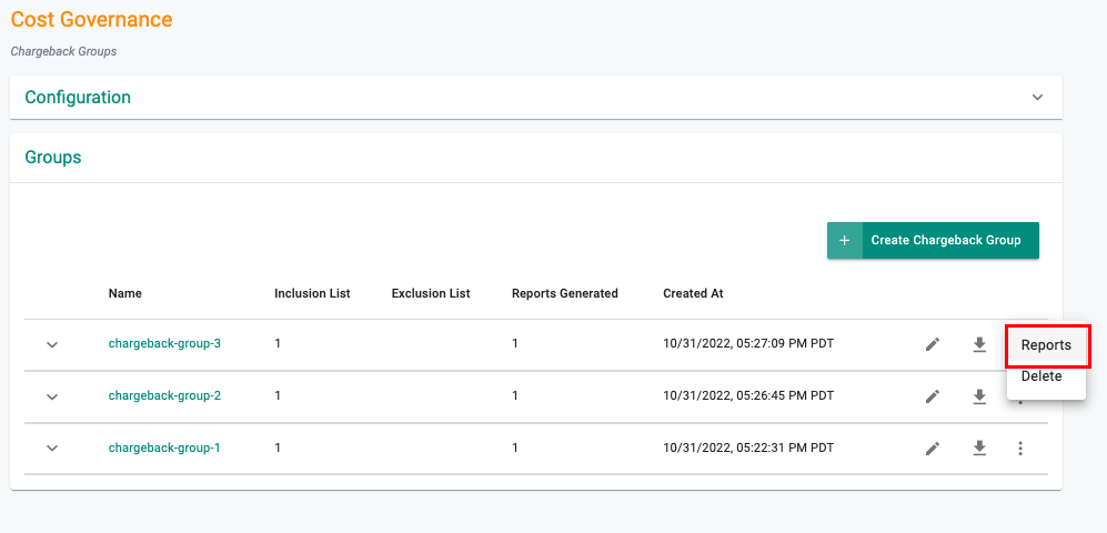 Chargeback Group Reports